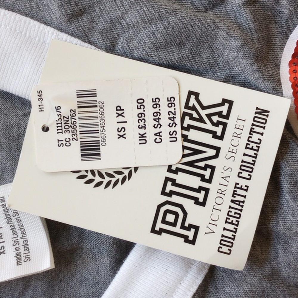 NWT Victoria's Secret Pink Sequin T-Shirt XS Utah Utes Collegiate Collection - Picture 5 of 9